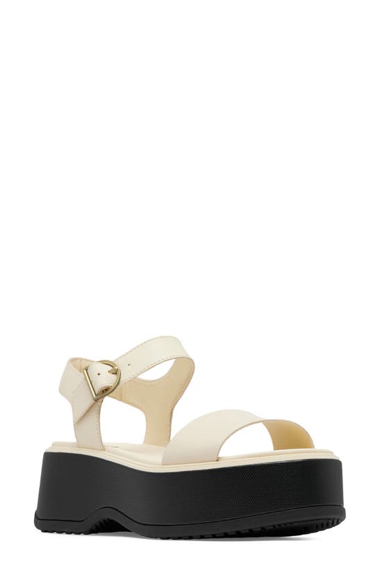 Shop Sorel Dayspring Ankle Strap Platform Sandal In Honey White/ Black
