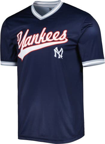 Men's New York Yankees Mitchell & Ness Gray Cooperstown Collection Mesh  Wordmark V-Neck Jersey