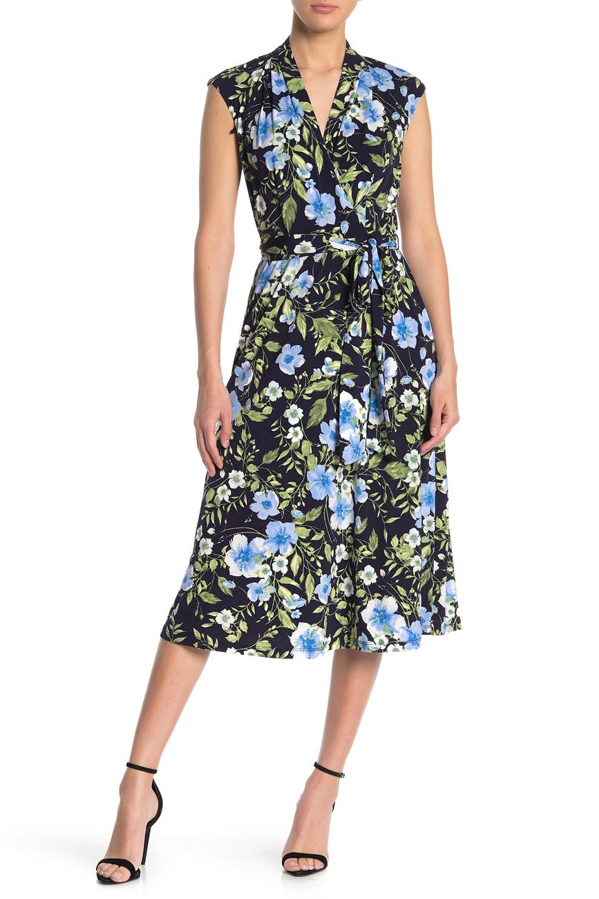 London Times | Floral Faux Wrap Midi Dress | Nordstrom Rack