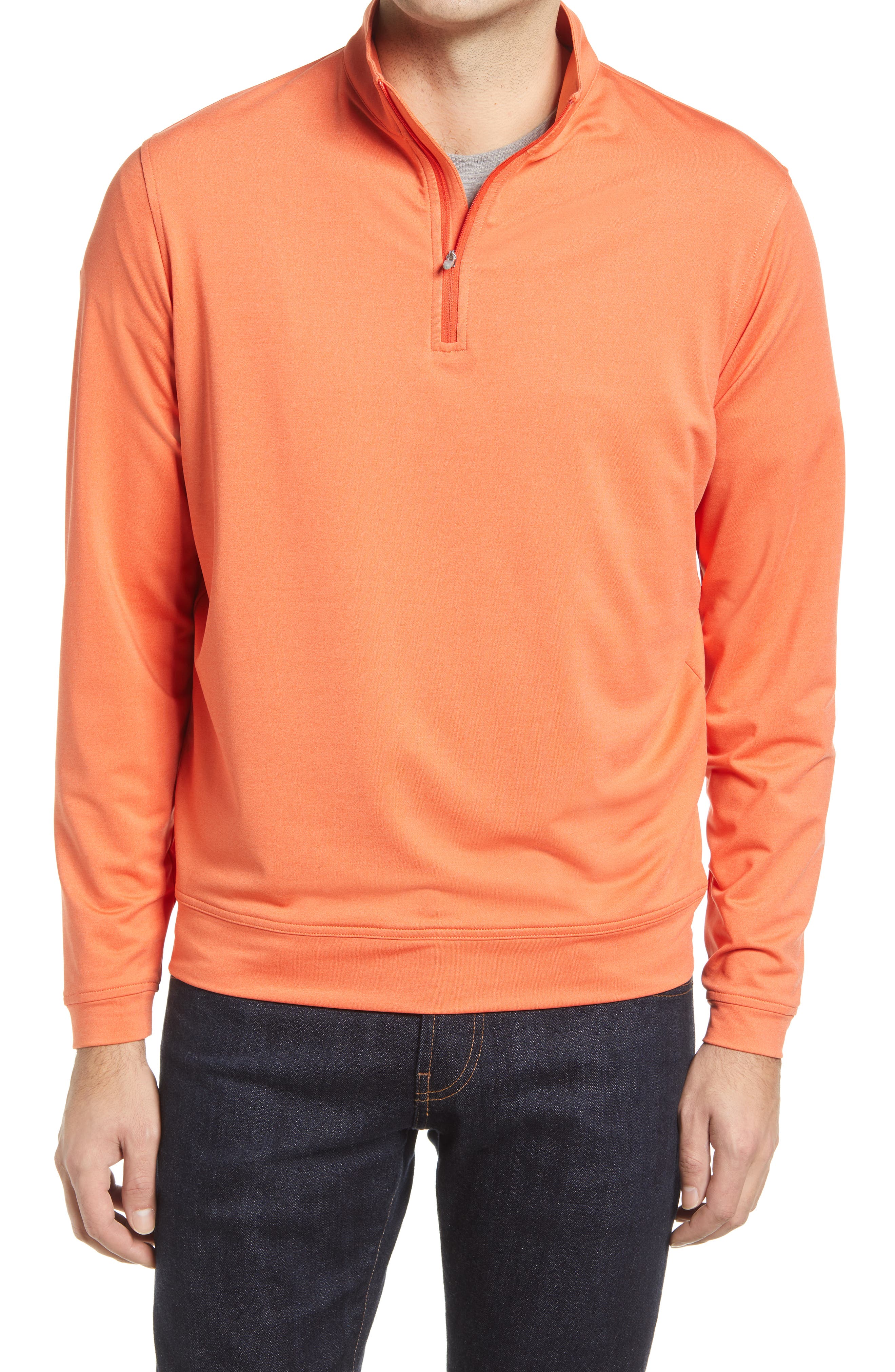 orange half zip pullover