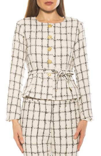Alexia Admor Arjun Plaid Jacket In Ivory Plaid