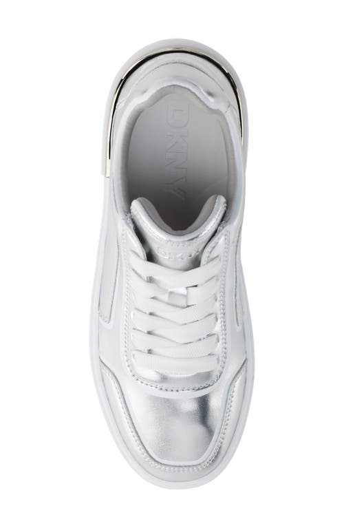 Dkny Baylor Platform Sneaker In Silver/white