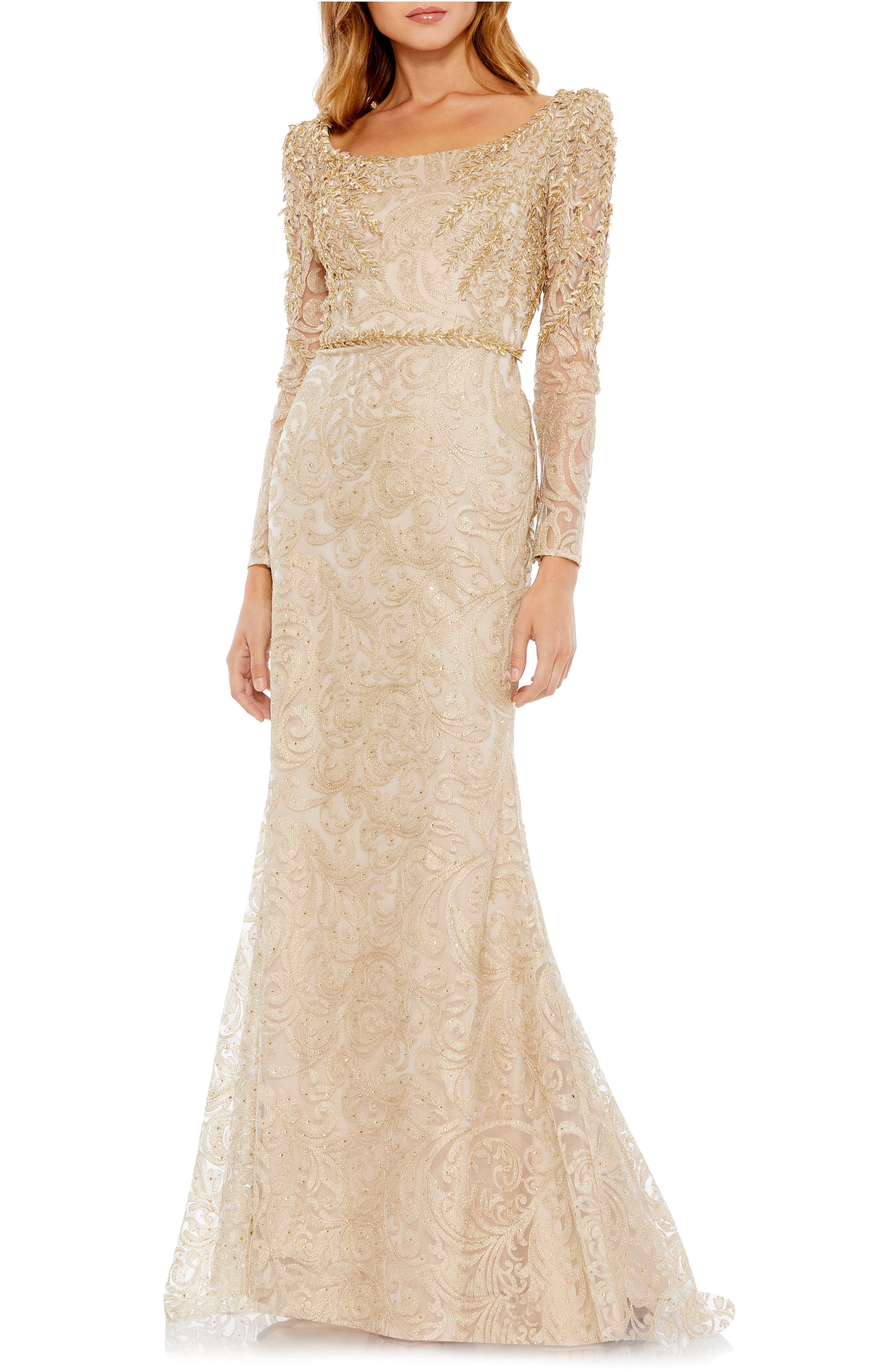 gold gown long sleeve