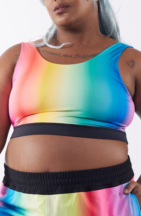 Shop Tomboyx Reversible Sport Bikini Top In Melting Rainbow