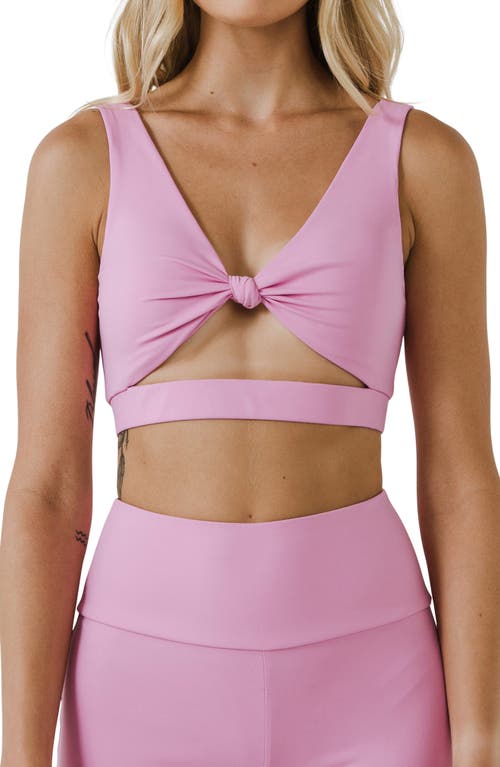 Knotted Cutout Crop Tank in Pink