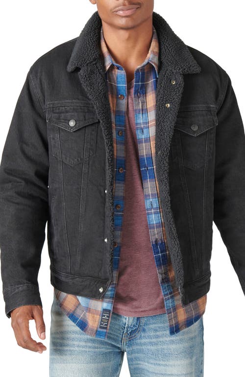 Lucky Brand Faux Shearling Lined Denim Trucker Jacket Crescent Night at Nordstrom,