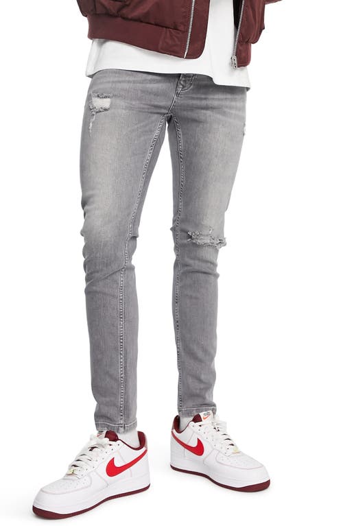 Topman Ripped Skinny Jeans in Grey
