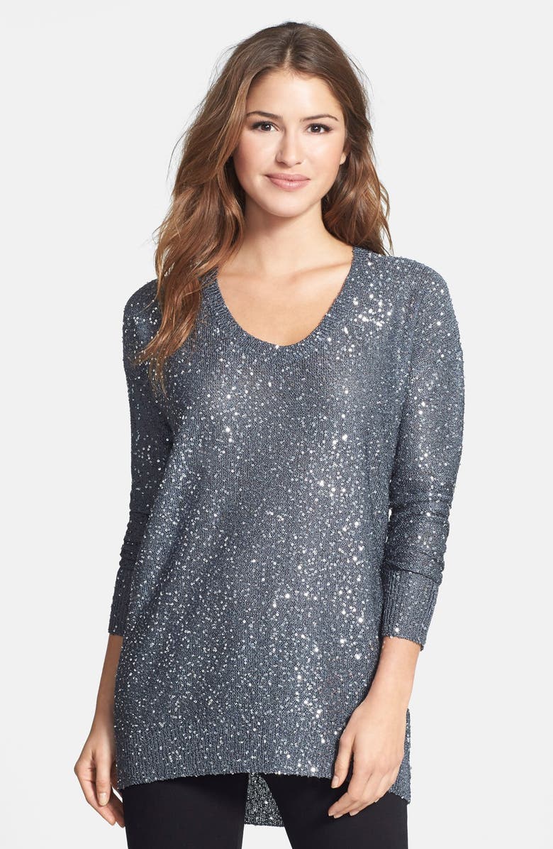 DKNYC Sequin High/Low Pullover | Nordstrom