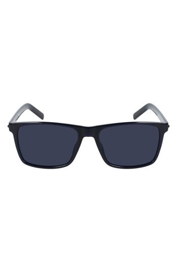 Shop Converse Kids' Chuck 52mm Rectangular Sunglasses In Crystal Obsidian/solid Blue