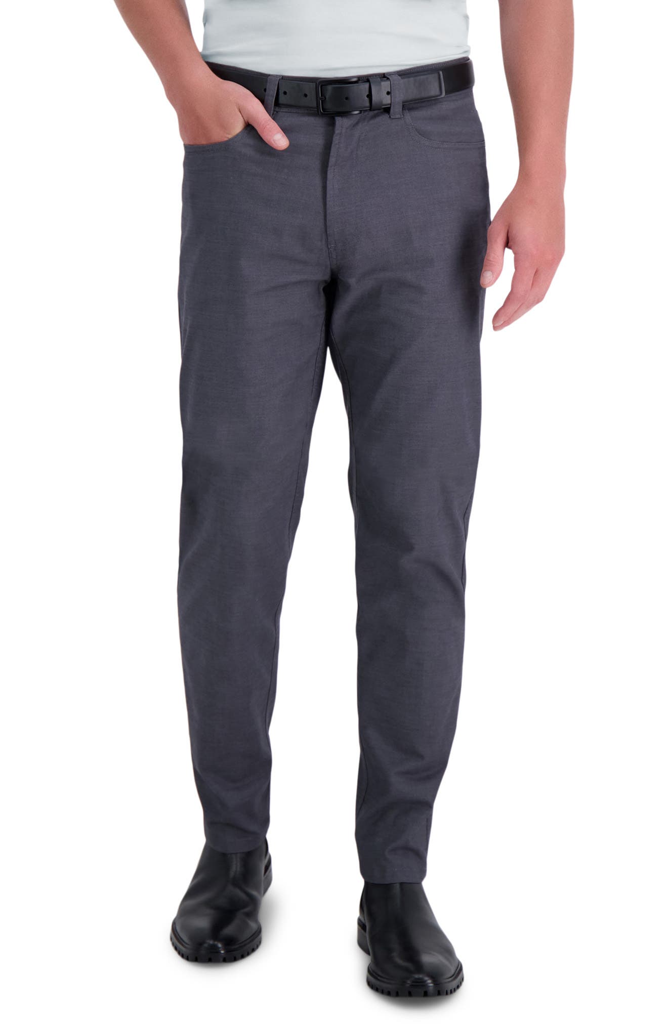 Kenneth Cole Technical Slim Fit Trousers In Dark Grey