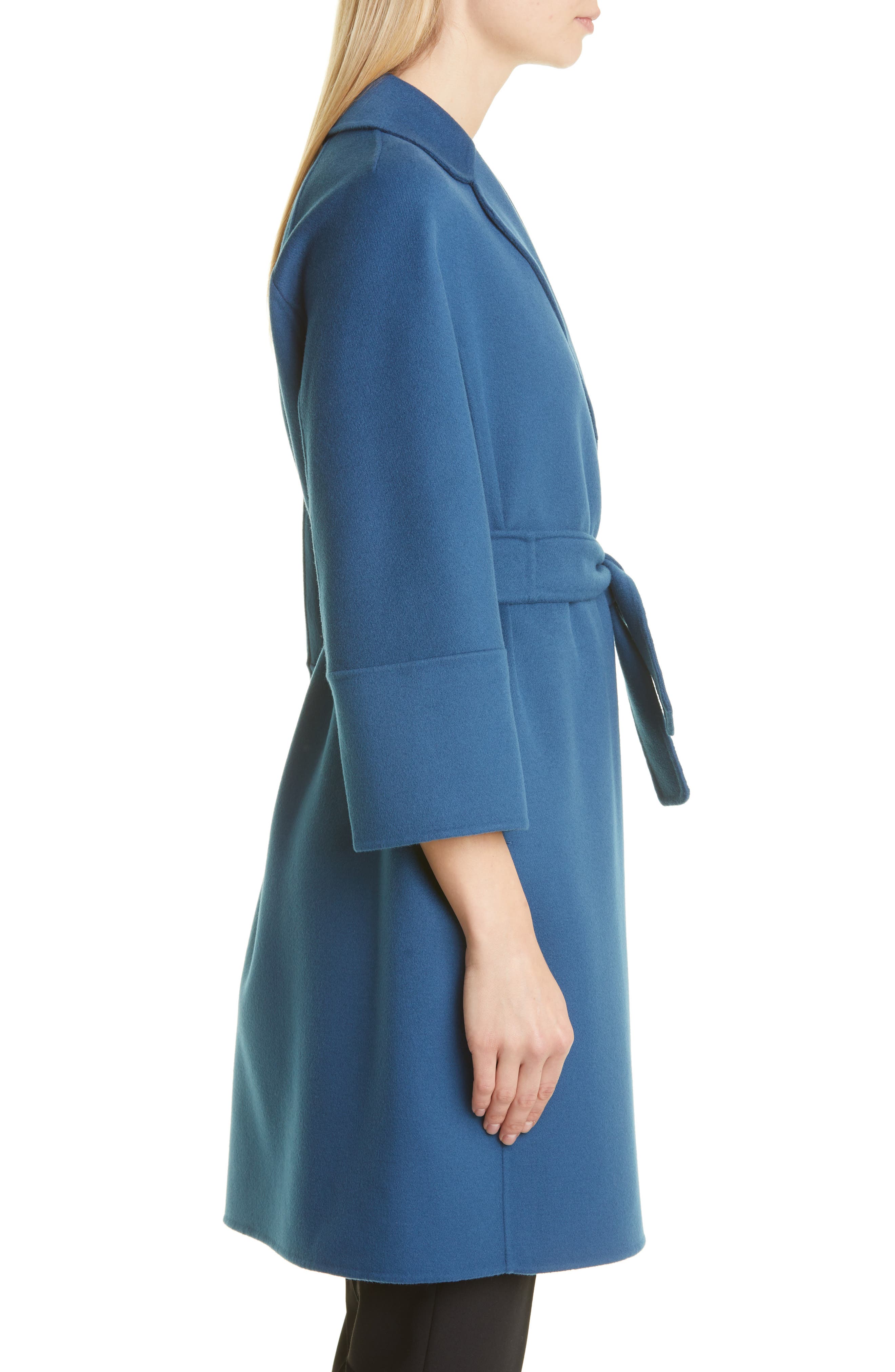 petrol blue wool coat