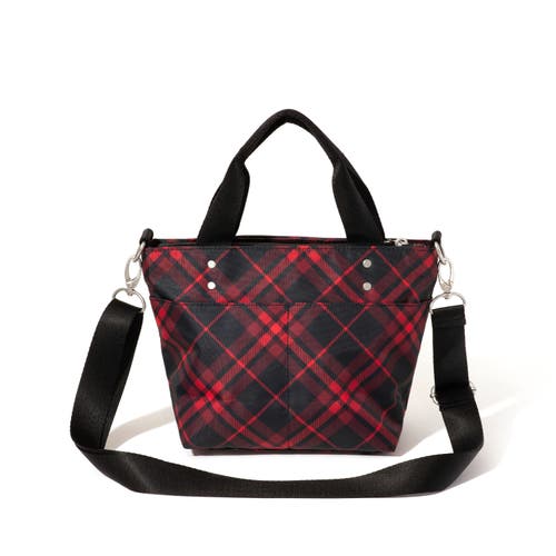 Shop Baggallini Mini Carryall Crossbody Tote Bag In Crimson Tartan