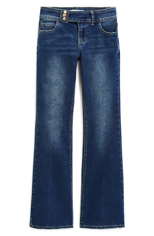 Tractr Kids' Wide Waistband Flare Jeans in Indigo