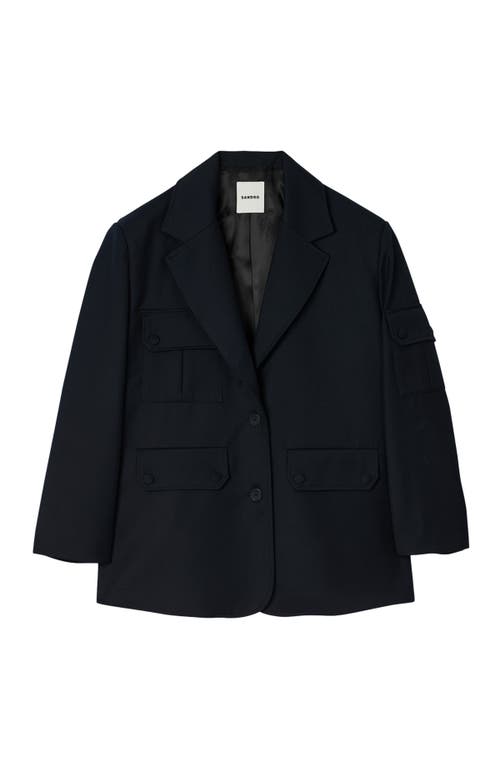 Shop Sandro Oversized Suit Jacket In Navy Blue