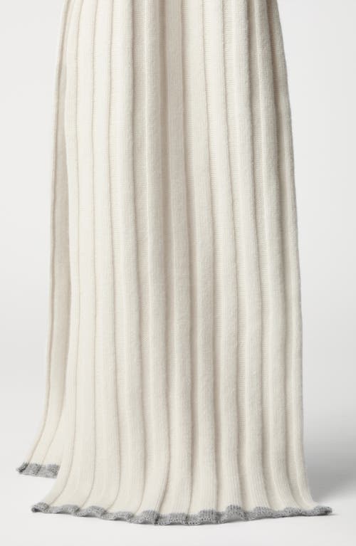 Shop Brunello Cucinelli Cashmere Rib Knit Scarf In Off-white