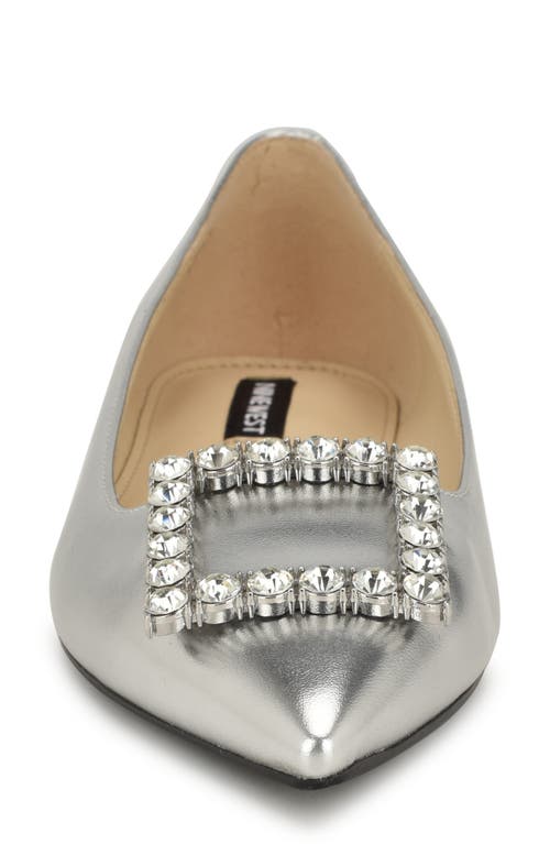 Shop Nine West Jesike Pointed Toe Flat In Silver