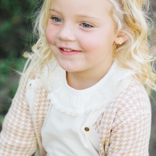 Hope & Henry Baby Girls' Ruffle Neck Knit Top, Infant In Soft White