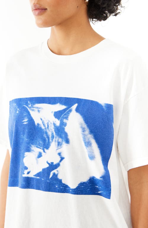 Shop Bdg Urban Outfitters Cats Cyan Oversize Cotton Graphic T-shirt In White