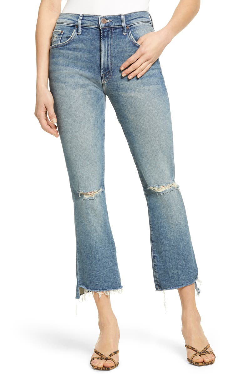 MOTHER The Insider High Waist Crop Step Fray Jeans, Main, color, 420