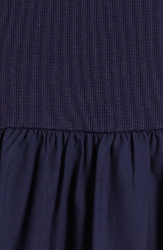 Shop Nordstrom Kids' Flutter Sleeve Cotton Dress In Navy Peacoat