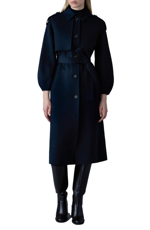 Shop Mackage Ceyla Double Face Wool Coat In Navy