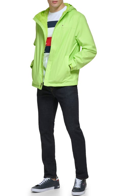 Tommy Hilfiger Hooded Rain Slicker Jacket In Lime