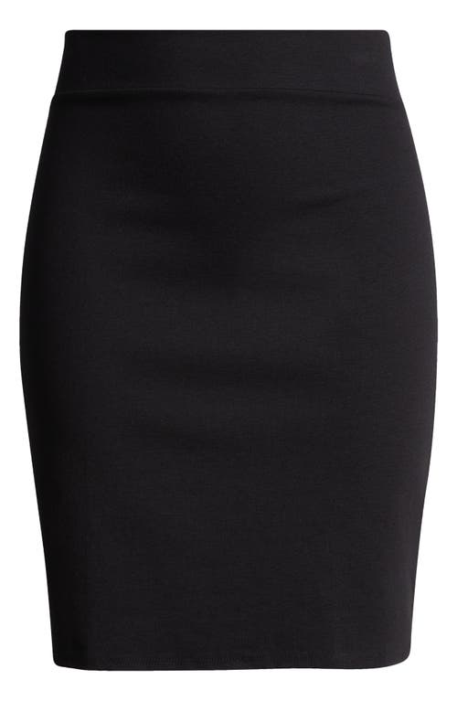 24seven Comfort Apparel Solid Color Elastic Waist Stretch Skirt In Black