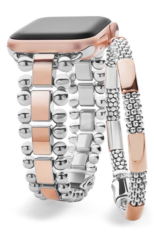 LAGOS Caviar Two-Tone Apple Watch Band & Bracelet Set in Silver/Rose Gold at Nordstrom