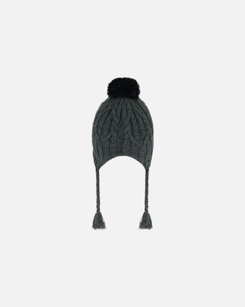 Deux Par Deux Kids Unisex Peruvian Knit Hat Dark Gray In Ebony