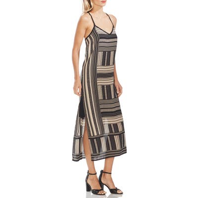 Vince Camuto Dot Block Midi Slipdress, Black