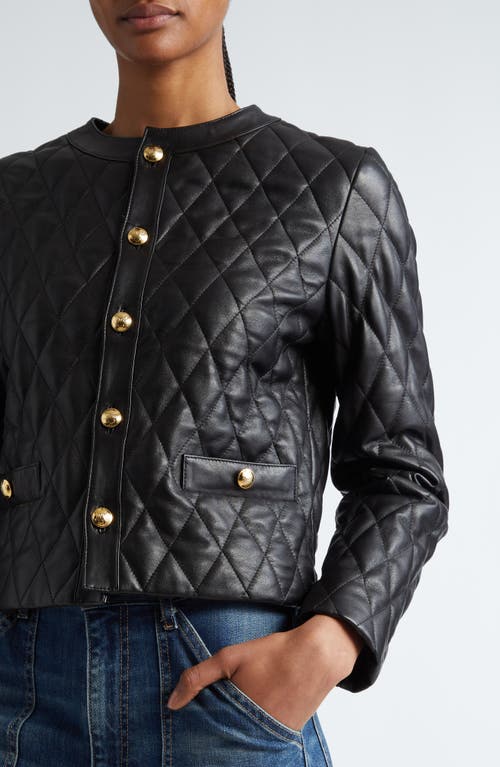 Shop Nili Lotan Amy Quilted Leather Jacket In Black