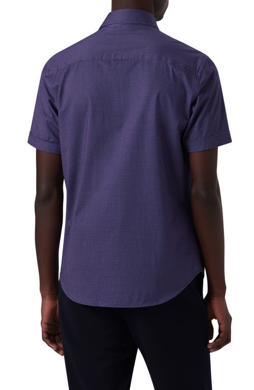 Bugatchi Miles Ooohcotton® Confetti Print Short Sleeve Button-up Shirt In Navy
