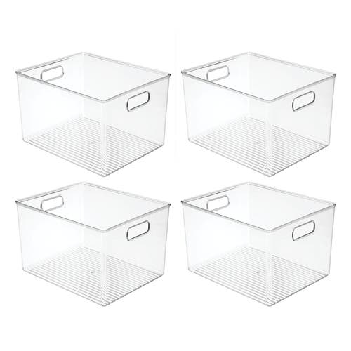 Mdesign Plastic Closet Storage Organizer Container Bin, Handles In Clear