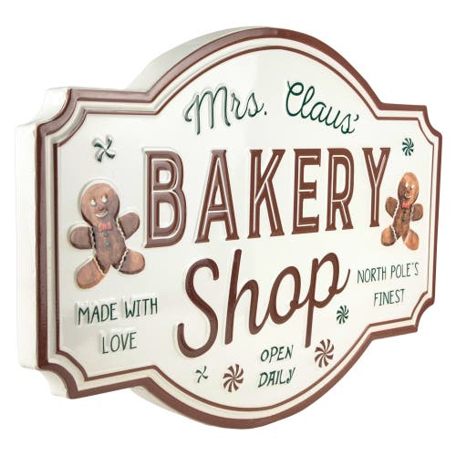 NORTHLIGHT NORTHLIGHT GINGERBREAD "MRS. CLAUS' BAKERY SHOP" METAL CHRISTMAS WALL SIGN 