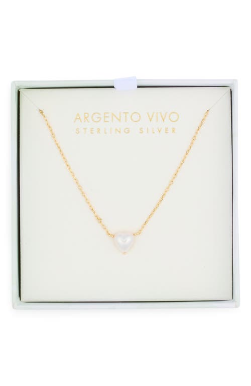 Argento Vivo Sterling Silver Faux Pearl Heart Pendant Necklace In Gold