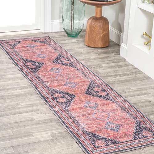 Jonathan Y Dalyan Geometric Medallions Machine-washable Area Rug In Terra/navy