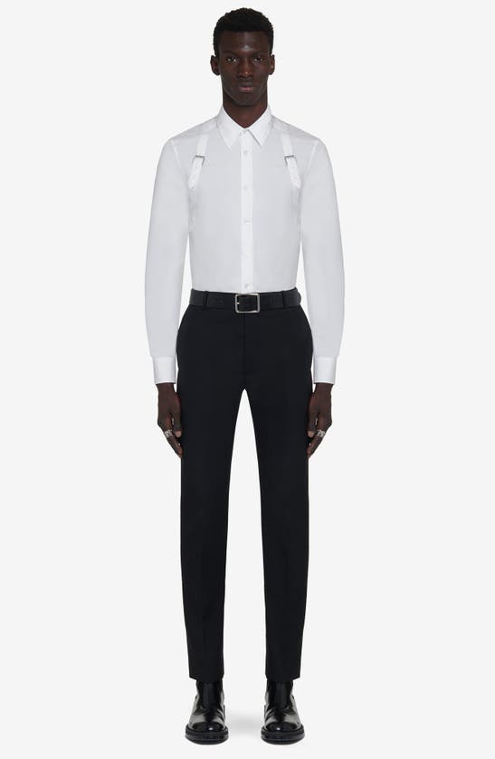 Shop Alexander Mcqueen Wool Gabardine Cigarette Trousers In Black