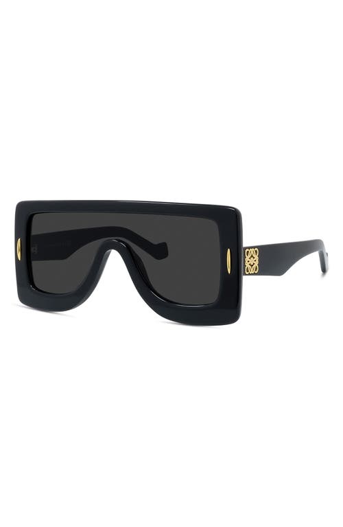 Shop Loewe Chunky Anagram 122mm Square Sunglasses In Shiny Black/smoke