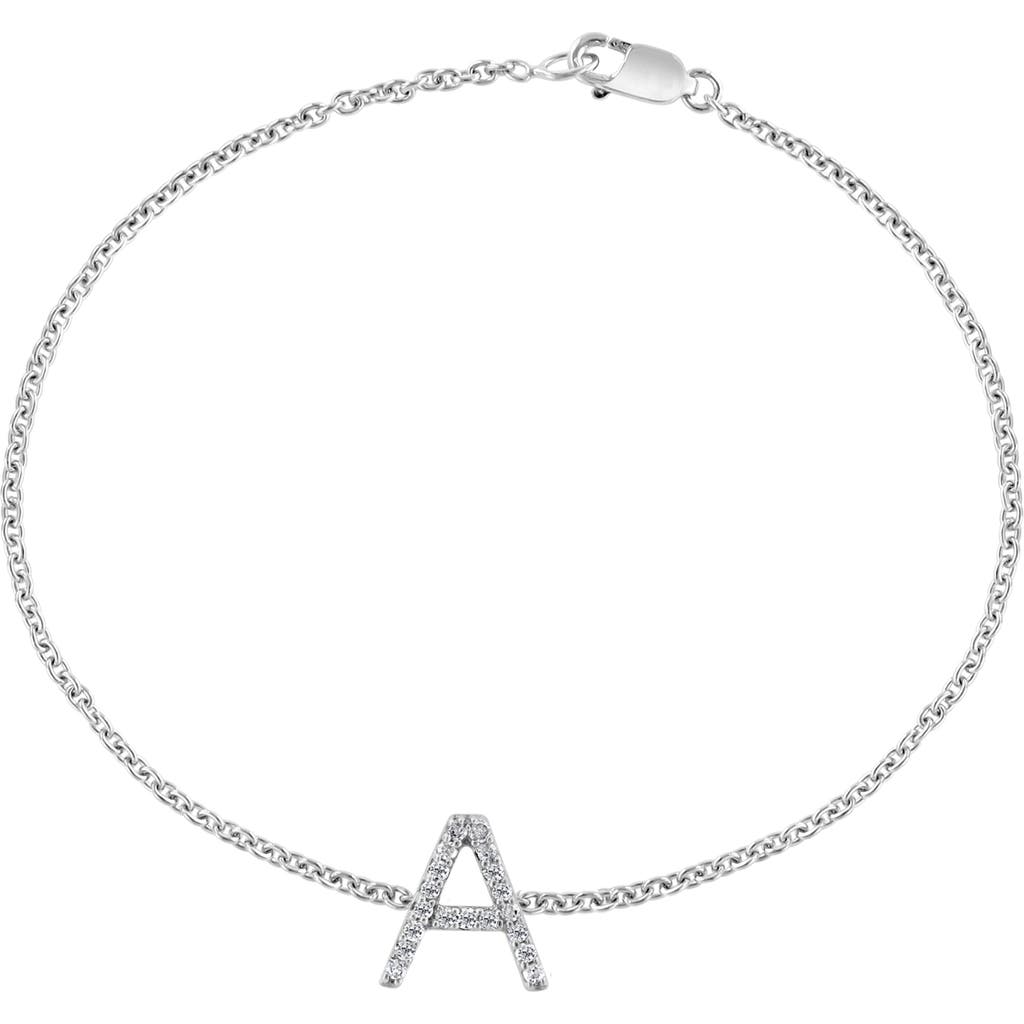 Shop Effy Sterling Silver Diamond Initial Bracelet In Silver/a