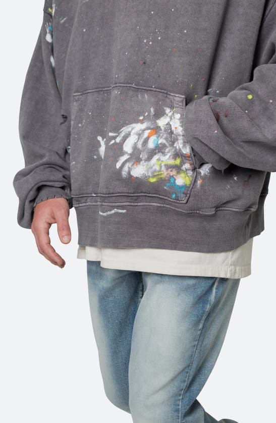 Shop Mnml Destroyed Painter Hoodie In Charcoal Grey