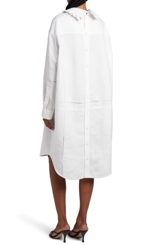 BOTTEGA VENETA BOTTEGA VENETA LONG SLEEVE EMBROIDERED ENGLISH LINEN SHIRTDRESS 