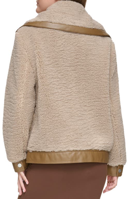 Andrew Marc Zepita Faux Shearling Bomber Jacket In Mushroom