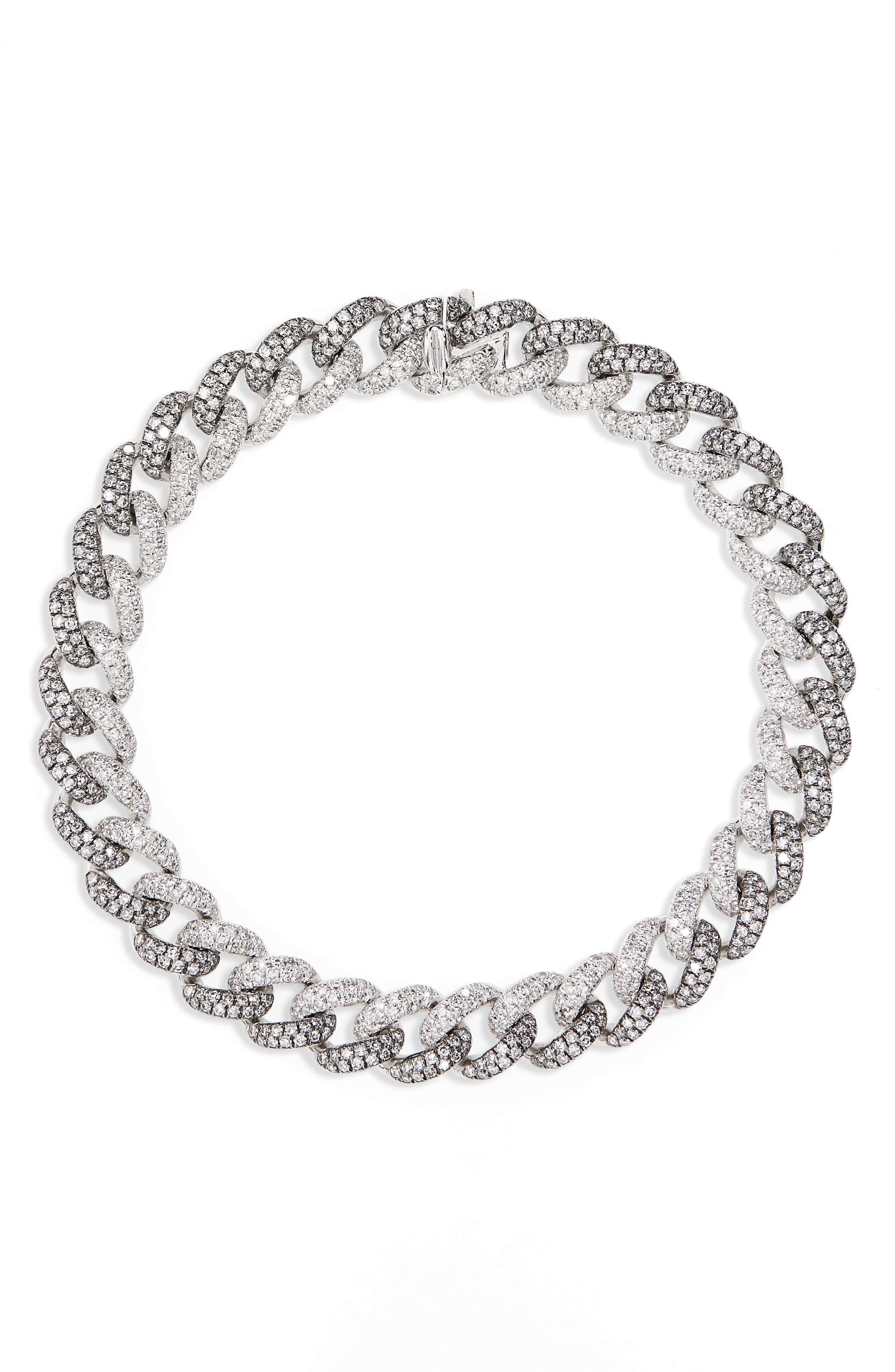 SHAY Medium Two-Tone Pave Diamond Link Bracelet in Black White Gold at Nordstrom