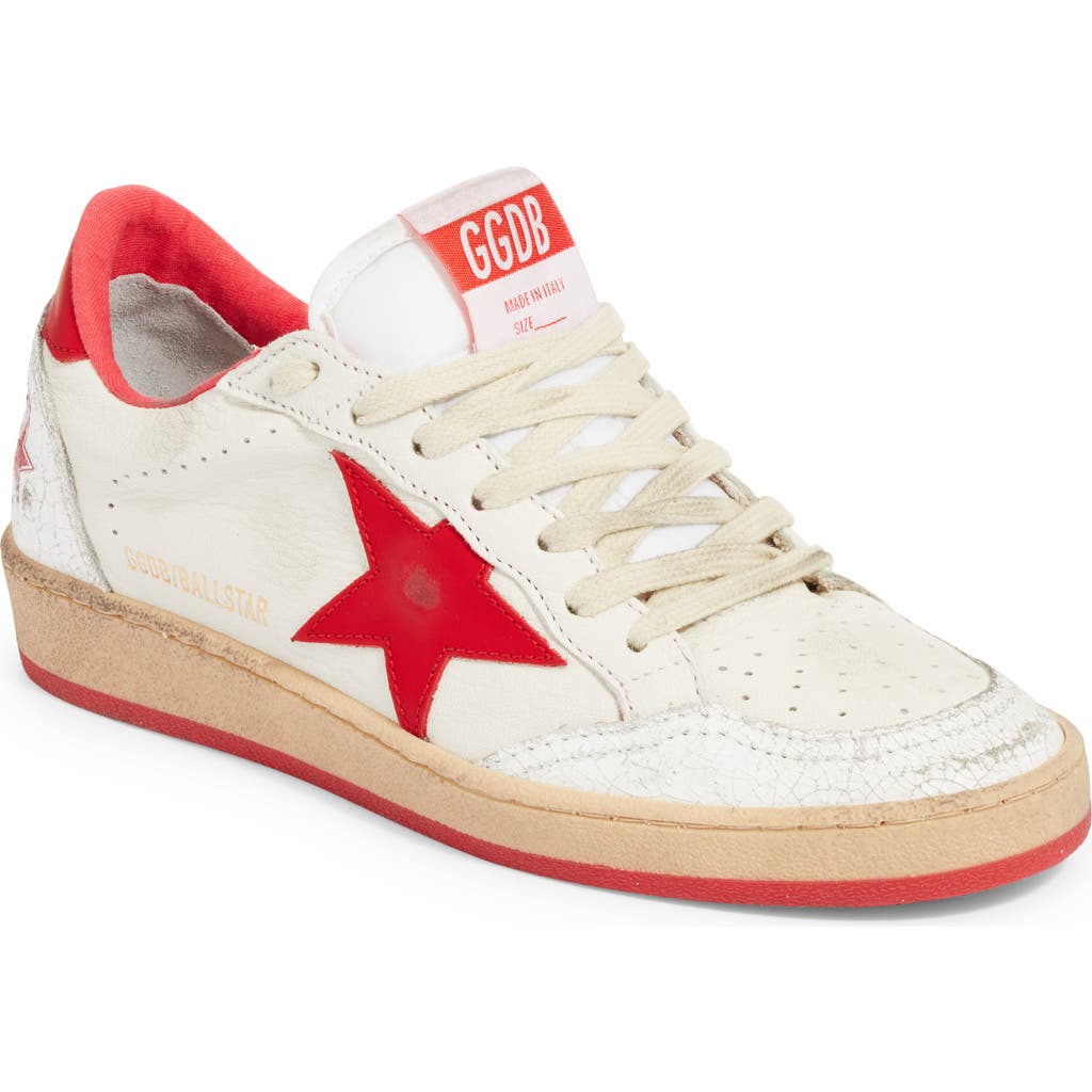 Golden Goose Logo Casual Sneakers In White/strawberry Red