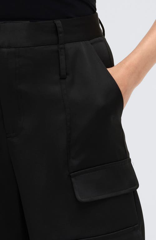 Shop Kenneth Cole Satin Cargo Pants In Black