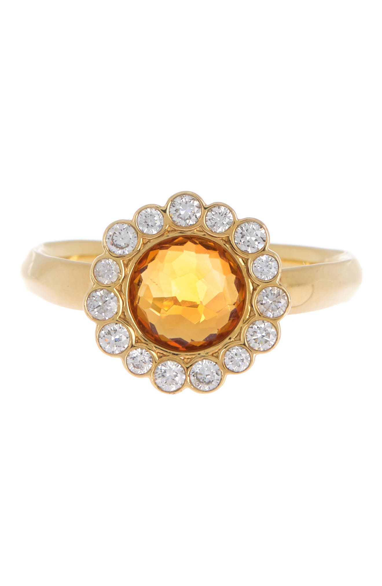 Ippolita Lollipop Tiny 18k Gold Bezel Diamond Halo Crystal Doublet Ring