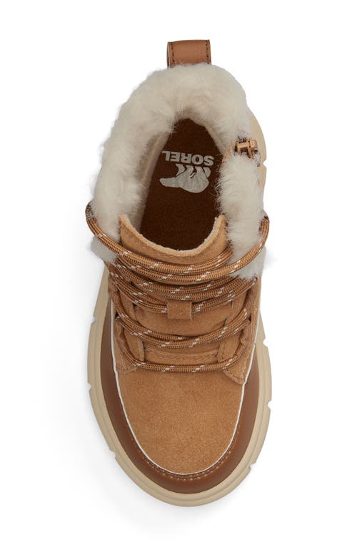 Sorel Kids' Explorer Iii Faux Fur Waterproof Boot In Tawny Buff/bleached Ceramic