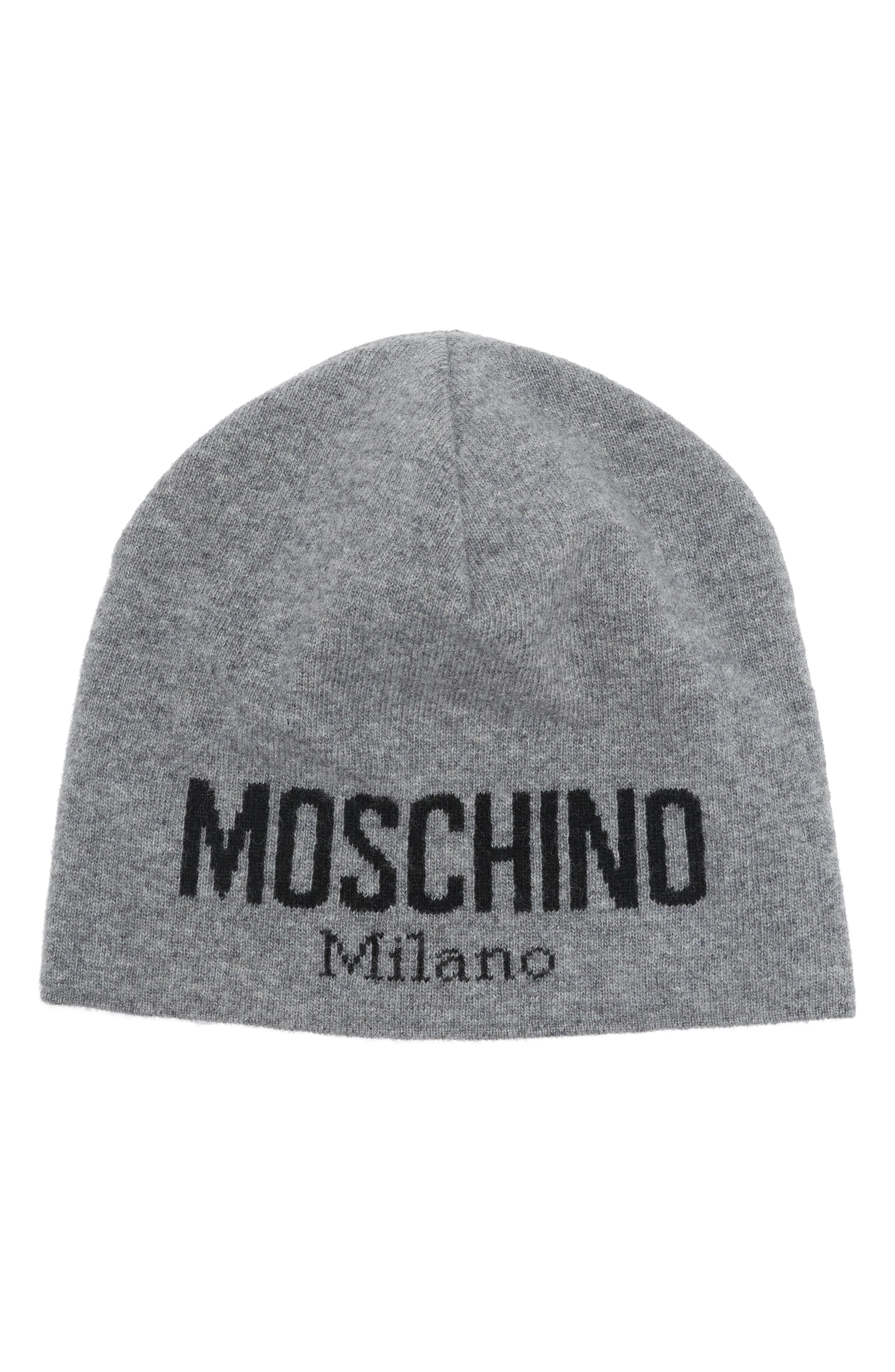 Moschino Milano Black Logo Winter Hat Beanie One Size Milano White Logo & Trxt 