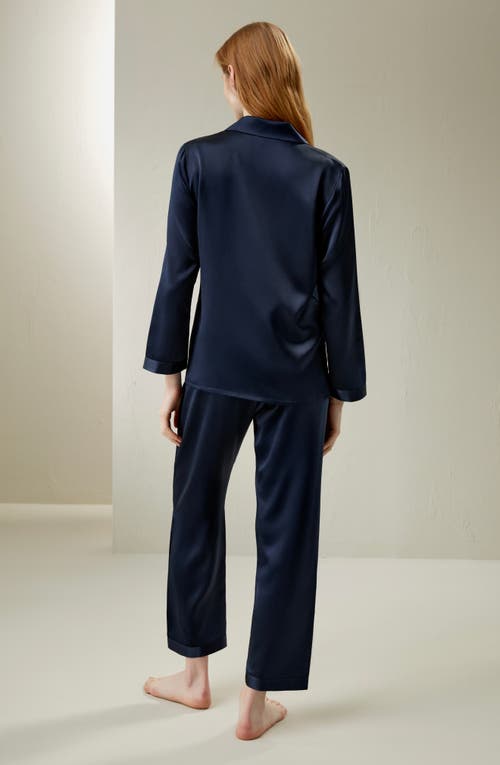 Lilysilk 22 Momme Full Length Silk Pajamas Set In Navy Blue