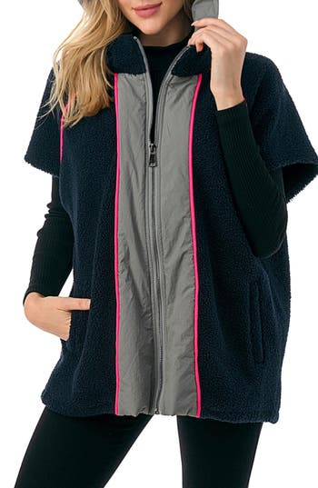 Marcus Adler Hooded High Pile Fleece Cardigan In Navy